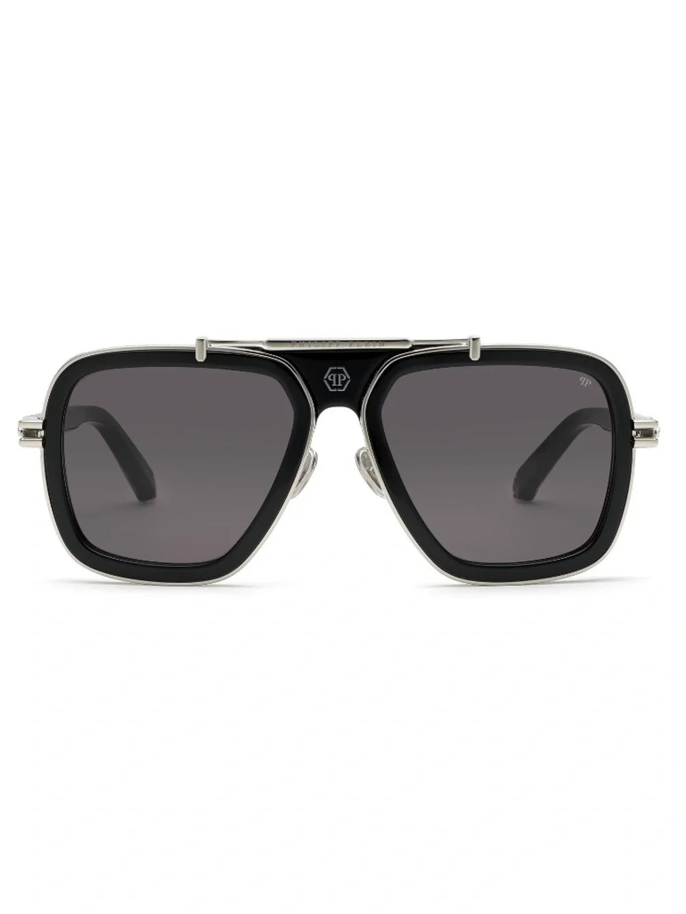 NIB | Philipp Plein | Icon Oversized Pilot Sunglasses - SPP109 Black/Silver